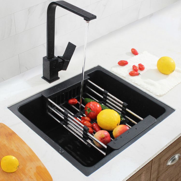 Black Stainless Steel Sink Single Bowl Undermount Sink with Basket Strainer