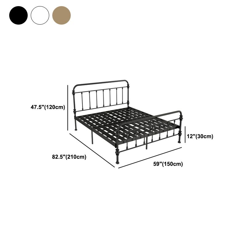 Open-Frame Bed with Spindle Headboard and Metal Legs in Solid Color