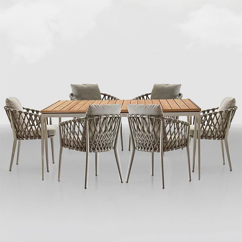 Stone/Wood Dining Table Farmhouse Table with Metal Frame for Living Room