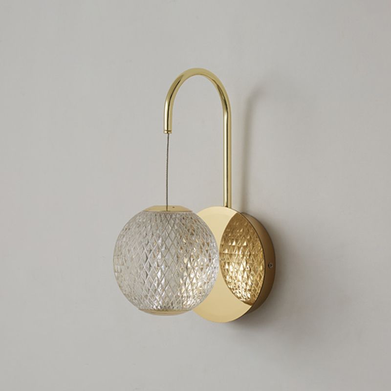 Ball Shade Metal Wall Sconce Modern Style Single Light Wall Mount Lighting in Gold