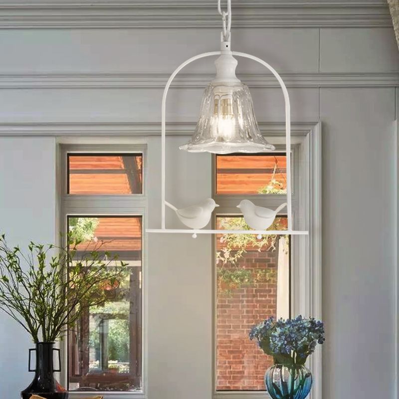 Mini pendentif clair blanc, plafond réglable avec décoration d'oiseaux style moderne
