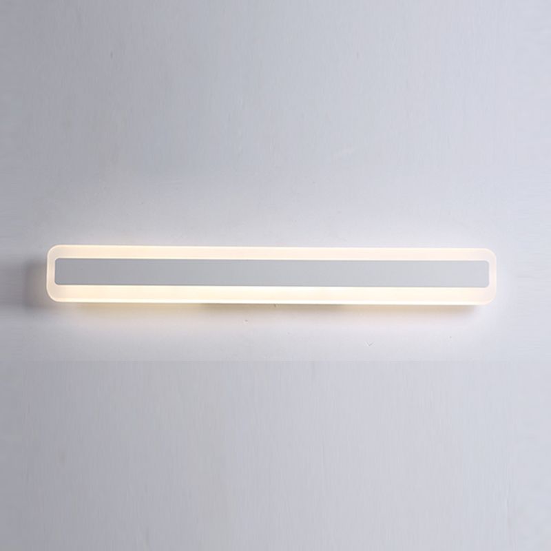 Metal Linear Shade Wall Sconce Modern Style 1-Light Mirror Wall Lighting Fixture in White