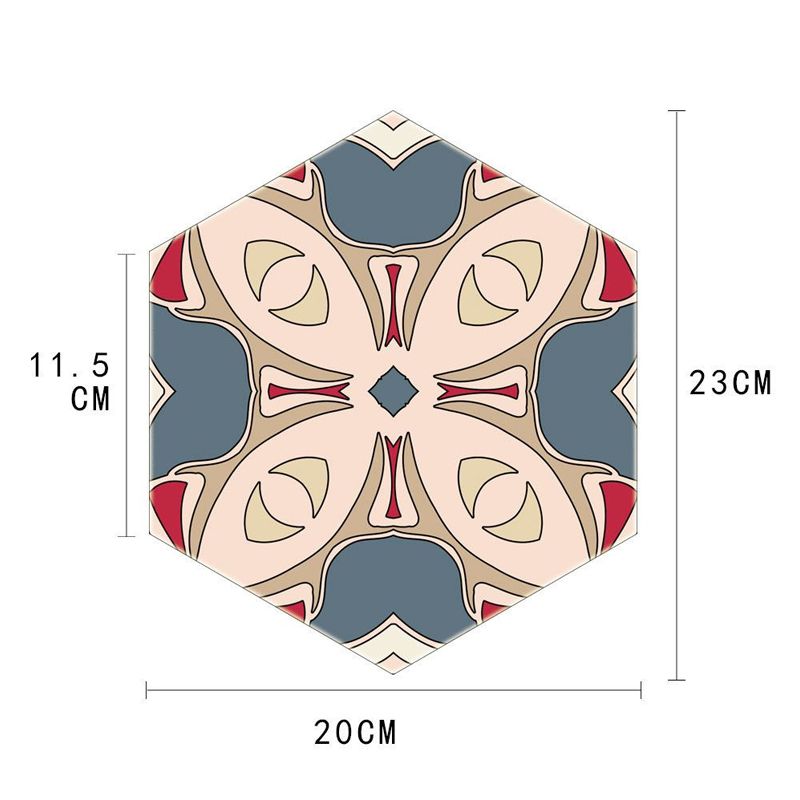 Bohemian Tiles Blossom Wallpaper Panel Orange-Blue Self Stick Wall Art for Living Room