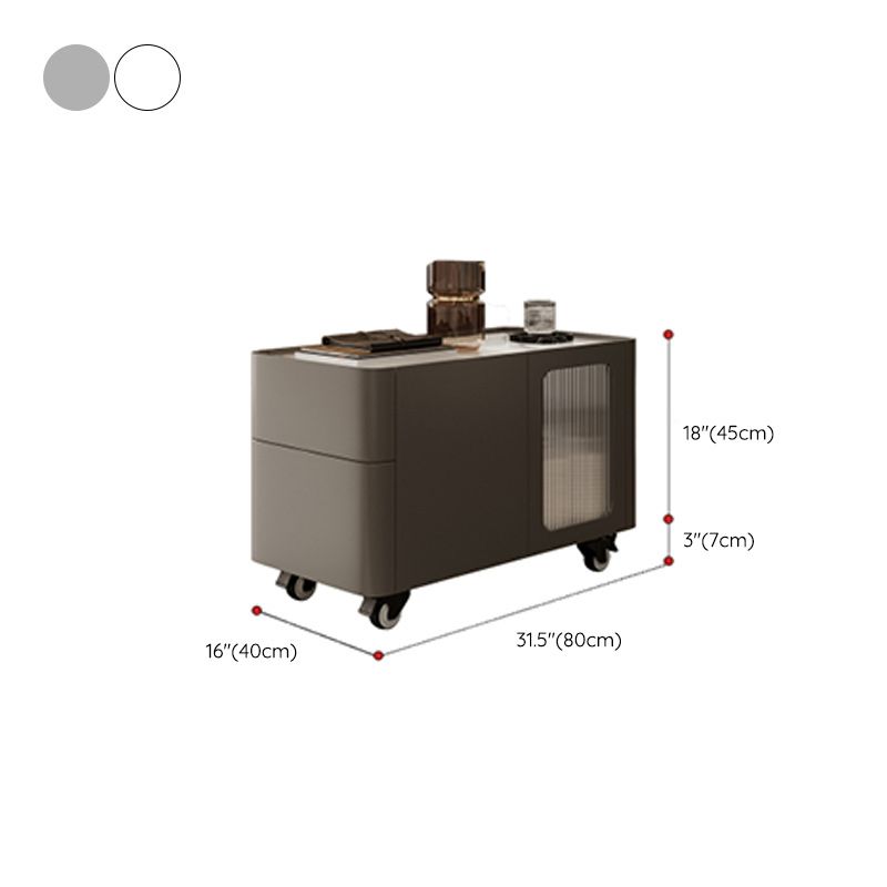 4 Legs End Table Set No Distressing Rectangular Side Table with 2 Drawers