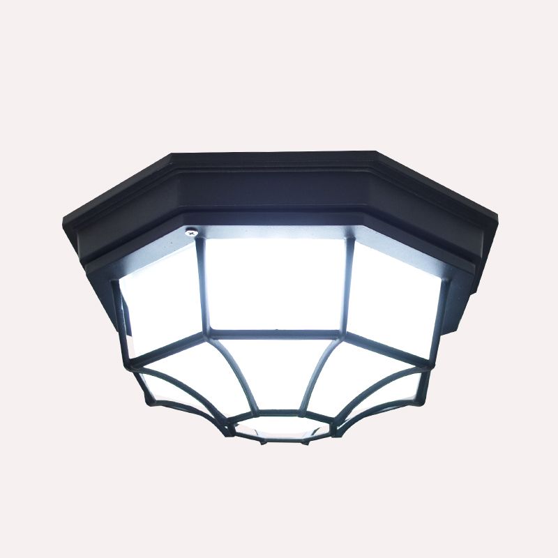 Lámpara de techo LED resistente al agua, luz tradicional de montaje empotrado con pantalla de cristal para balcón