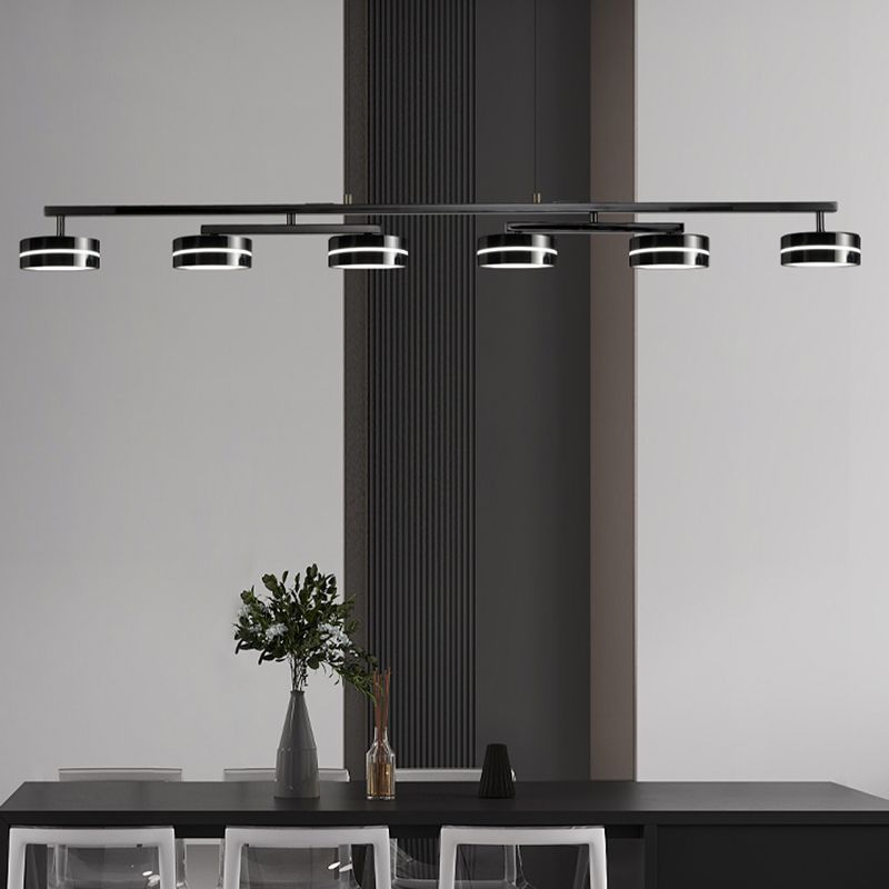 Metal and Acrylic Kitchen Island Fixture in Black LED Linear 5 / 6 - Head Pendant Ceiling