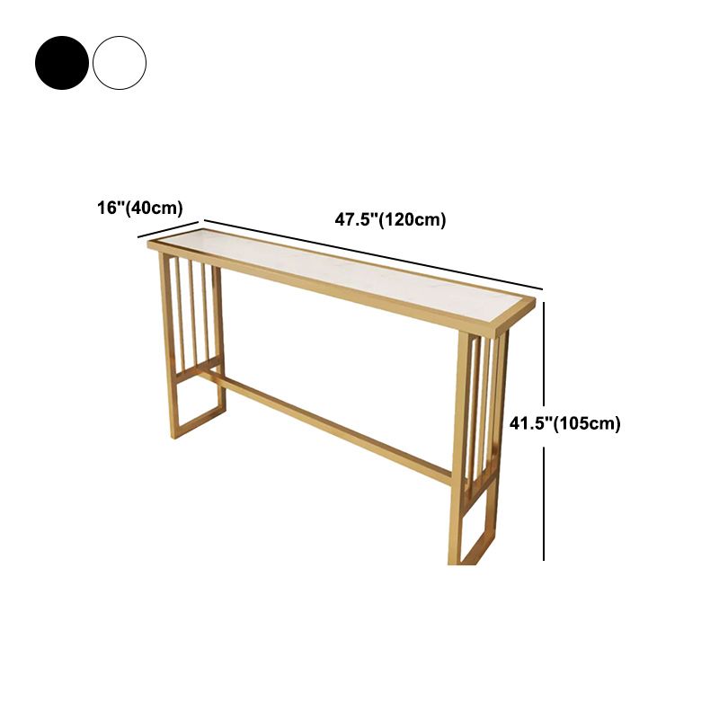Stone Bar Dining Table Glam Rectangle Bar Table with Trestle Pedestal for Dining Room Cafe