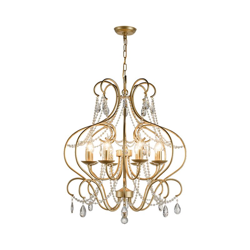 Gebogener Rahmen Metall Hanging Lamp Kit Klassiker 8 Lichter Wohnzimmer Kristall Kronleuchter Licht in Messing