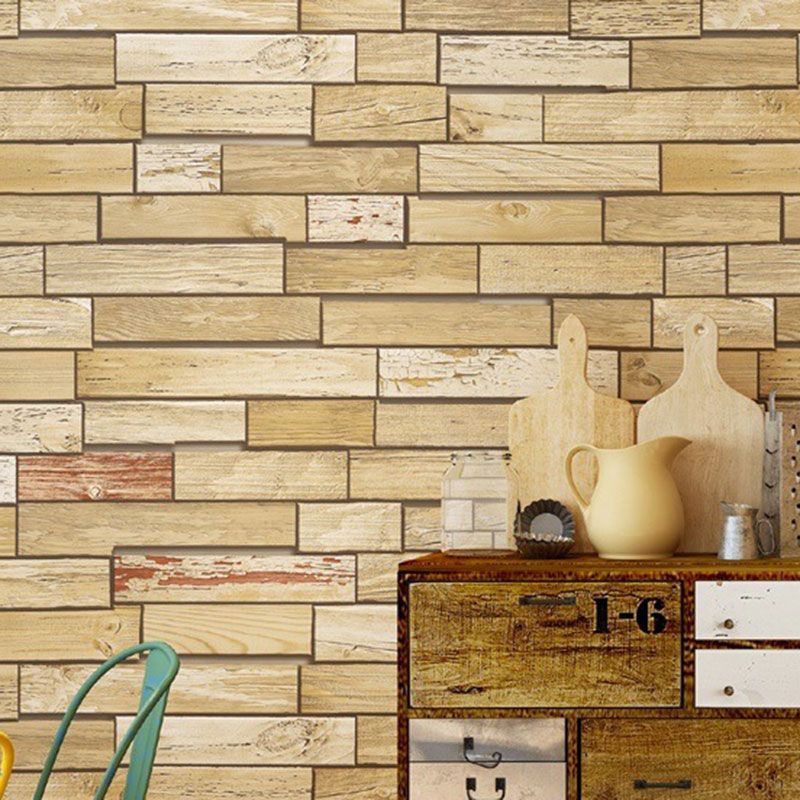 Taupe Horizontal Wood Wallpaper Non-Pasted Wall Decor for Dress Shop, 33'L x 20.5"W