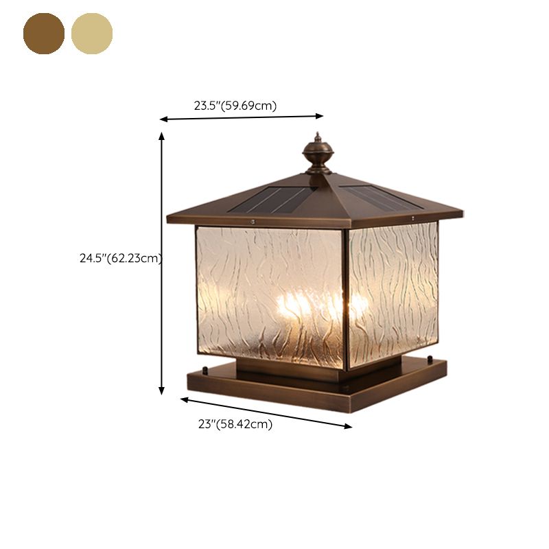 Rectangle Shape Metal Solar Pillar Lamp Modern 1 Light Waterproof Outdoor Light