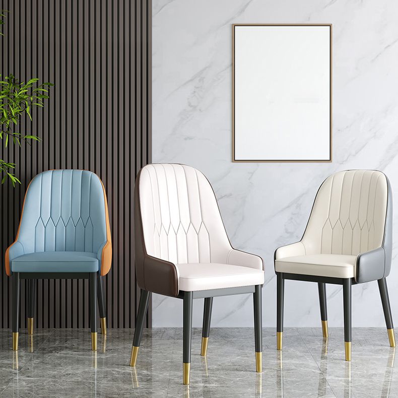 Chaises de salle à manger en métal de Style nordique, chaise Parsons rembourrée avec bras