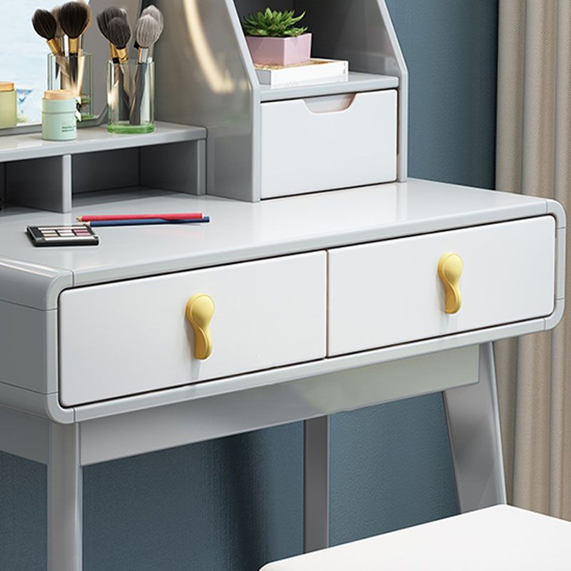 Solid Wood Makeup Counter 3 Drawer Vanity Dressing Table With Stool
