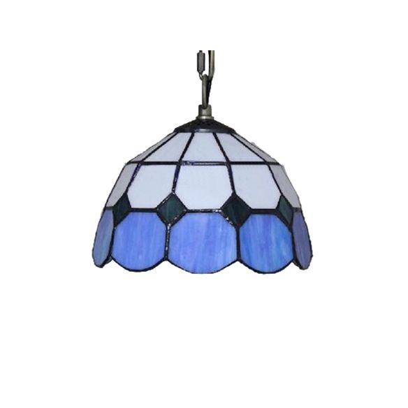 Single Head Dome Mini Pendant Tiffany Blue/Green Hand Rolled Art Glass Ceiling Light for Dining Room