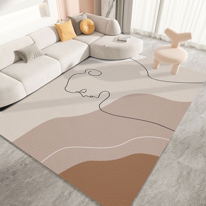 Nordic Style Rug Beige Polyester Carpet Stain Resistant Rug for Living Room