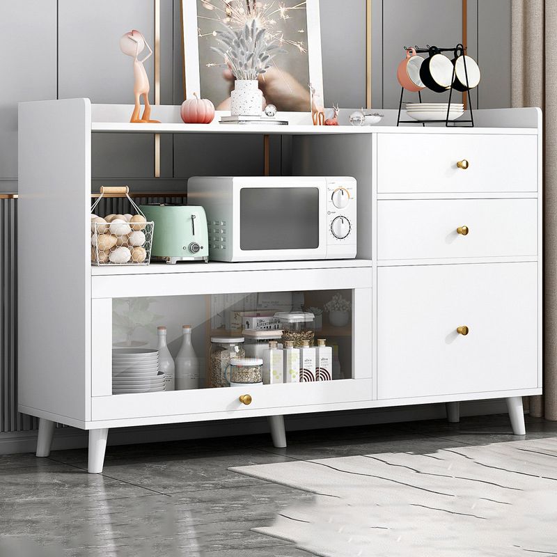 Modern Cabinets Buffet Table Engineered Wood Open Storage Sideboard Cabinet