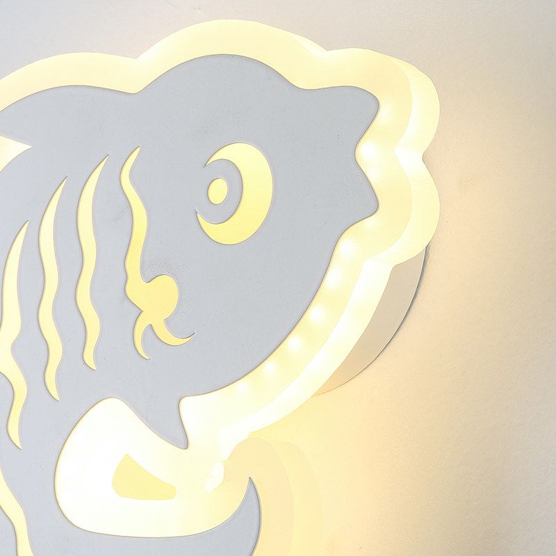 Acrylic Animal Sconce Light Modern Style LED Wall Lamp in White Finish for Hallway