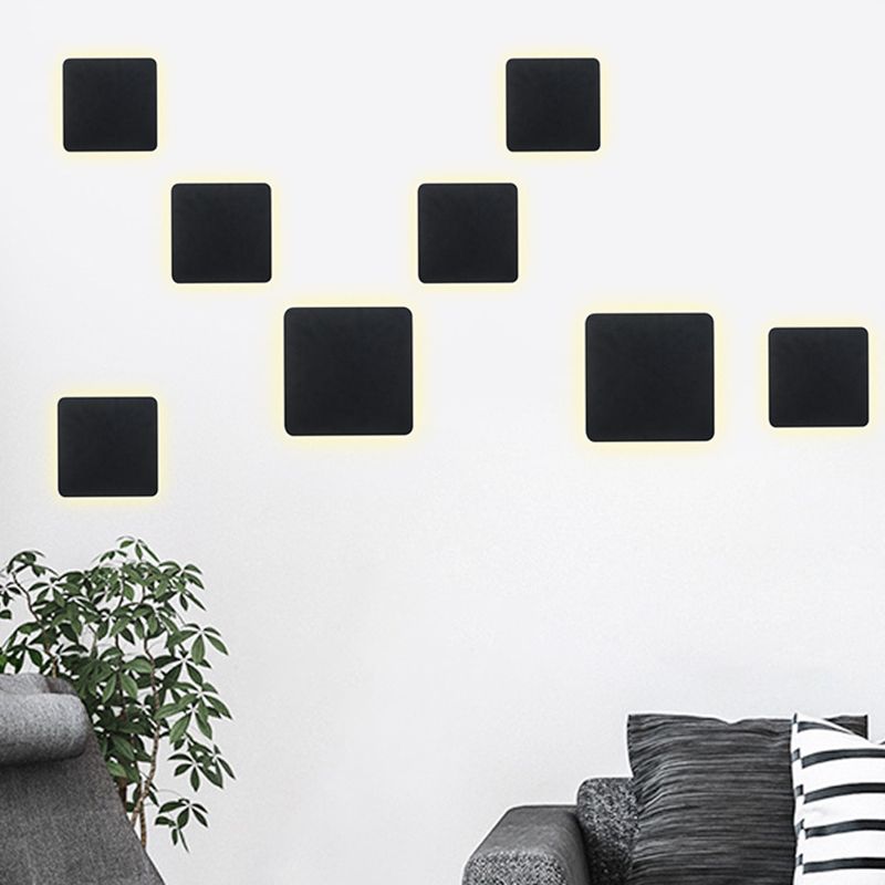 Simplicity Geometric Wall Sconce Metal 1 Light Wall Lighting Idea in Black
