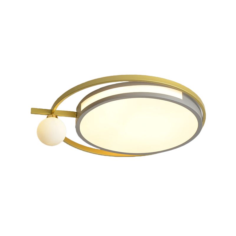LED Round Flush Lighting with Globe Shade Nordic Acrylic Led Flushmount Light in Black/Grey