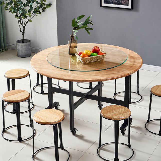Modern Style Round Solid Wood Dining Table in Natural Color for Dining Room