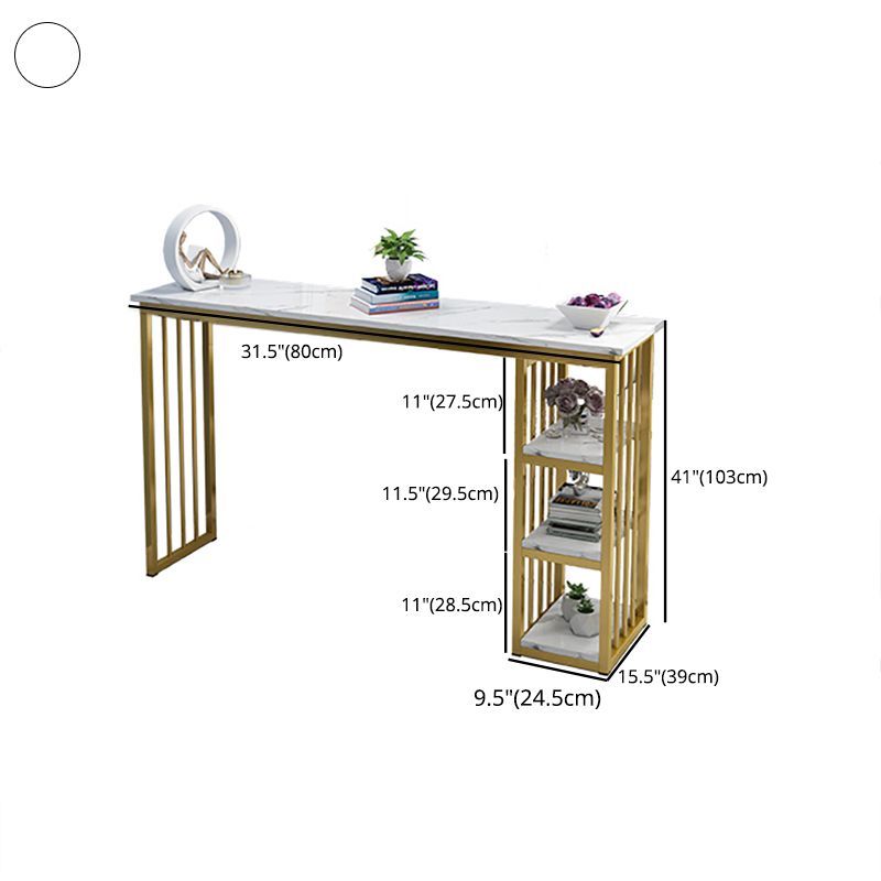 Rectangle Bar Dining Table Contemporary Bar Table with Sled Base in Gold