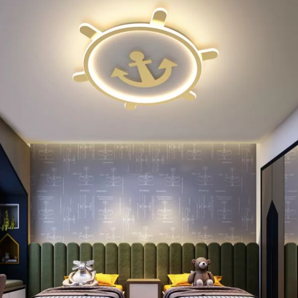 Mediterran Flushmount Light Nordic Modern Minimalistisch Kreativ Warm Golden Ruder Kinder Zimmer Zimmer-Zimmer-Studie Deckenlampen