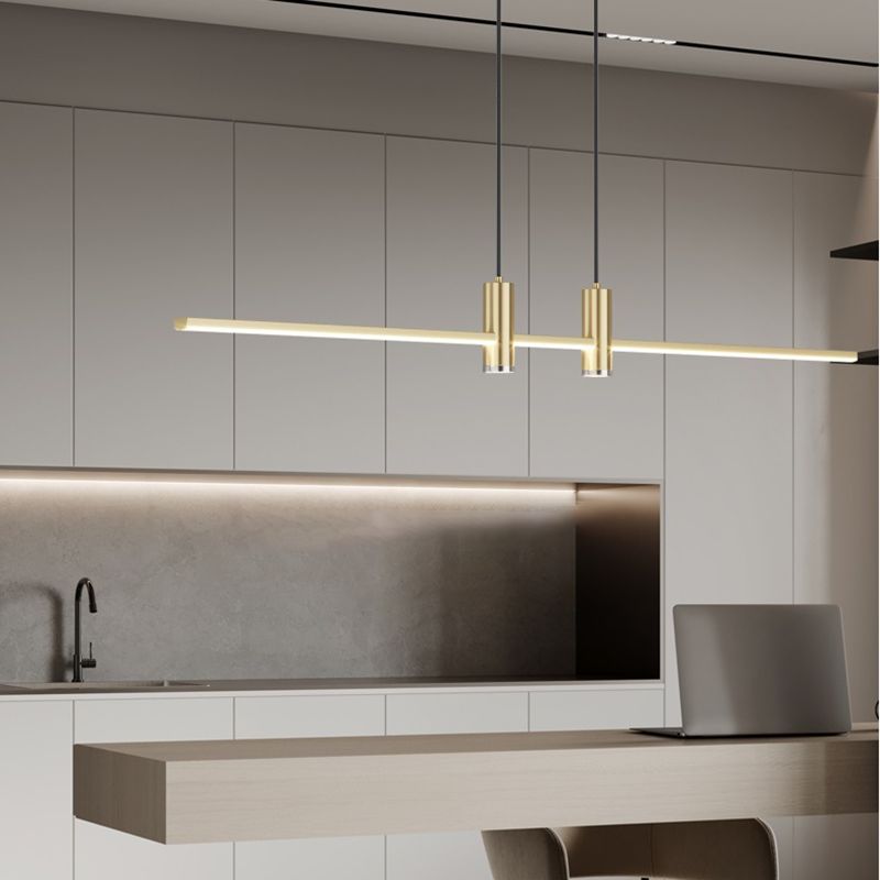 Modern Linear Island Light Fixtures 1-Light Restaurant LED Hanging Lamp with Spotlight