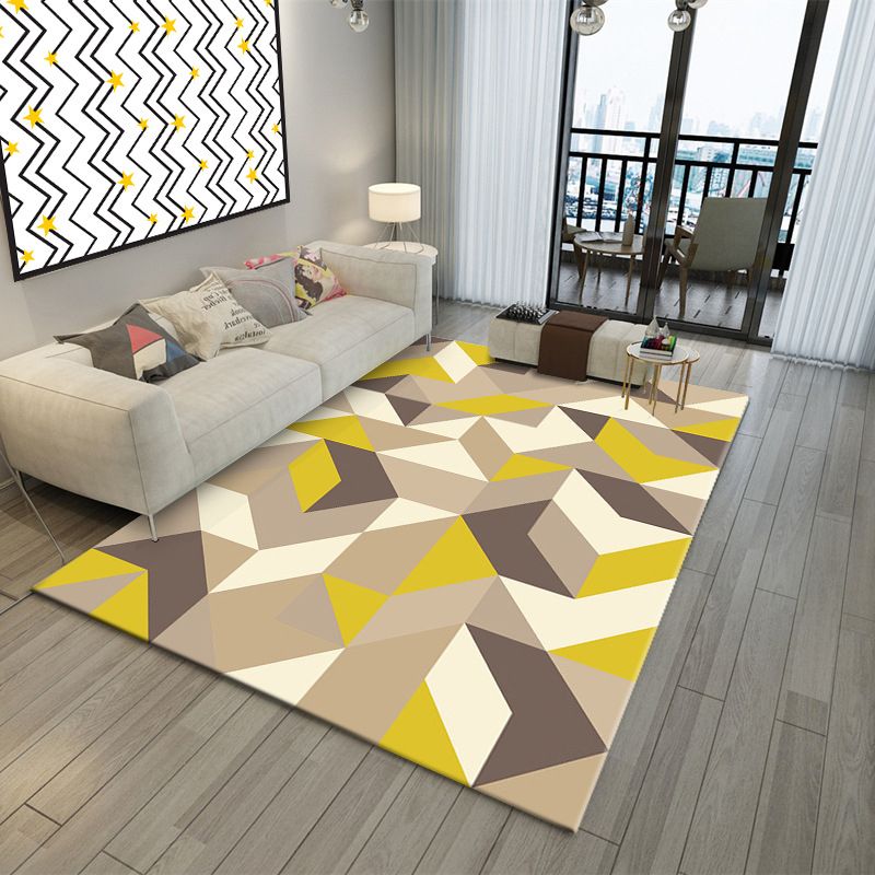 Modern Indoor Rug Geometric Patchwork Area Rug Polyester Non-Slip Carpet for Living Room
