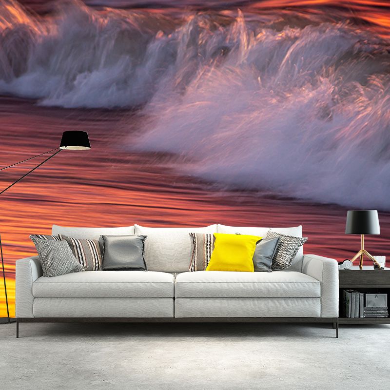 Sea Wave Photography Mural Wallpaper Environment Friendly Living Room Wall Mural