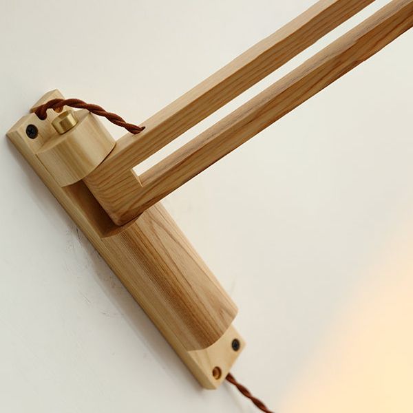 Wooden 1-Light Wall Light in Modern Minimalist Cone Shape Wall Lamp for Bedroom