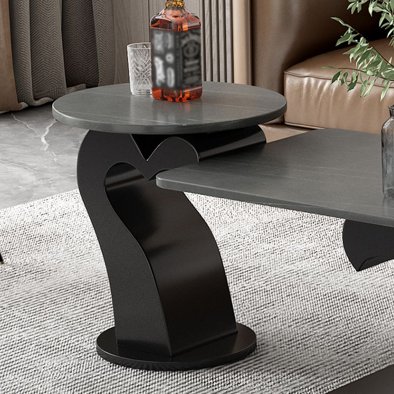 Abstract Coffee Table Set Contemporary Stone Top Cocktail Table