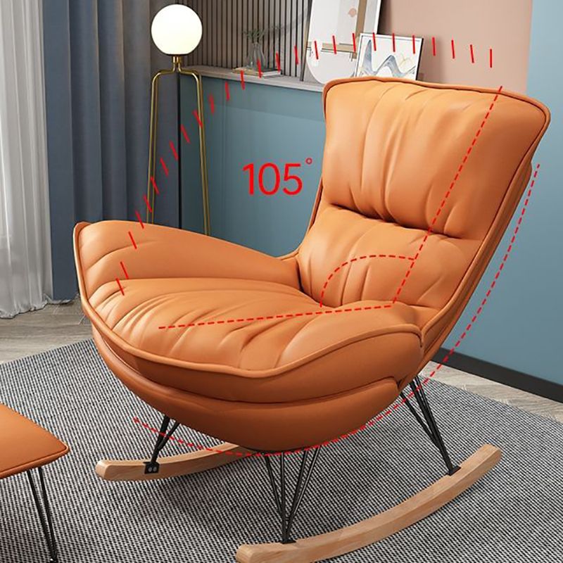 Contemporary Rocking Accent Chair Wingback Antique Finish Rocking Chair