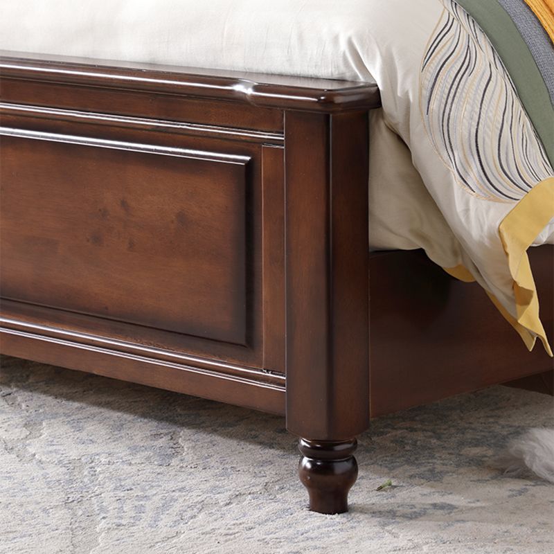 Mid-Century Modern Standard Bed Solid Wood Bed Pine Wood Nail Head