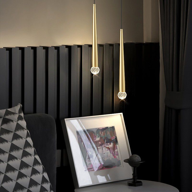 Crystal modern pendant Light 1-Light Cone Plafond Lightture pour chambre à coucher