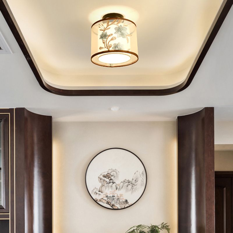 Plafonnier encastré en tissu, plafonnier de Style chinois pour salon