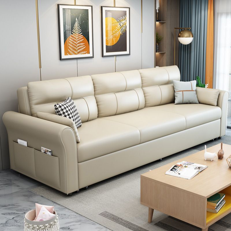 Upholstered Futon with Mattress,Flared Arms Futon Sofa Bed with Storage