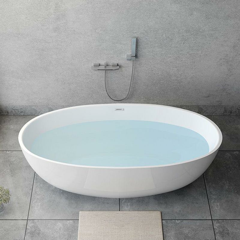 Modern Soaking Freestanding Bath Tub Acrylic Oval Bathtub with Overflow Trim