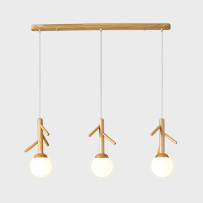 Log Color Globe Pendant Light in Modern Creative Style Glass 3-Light Hanging Lamping