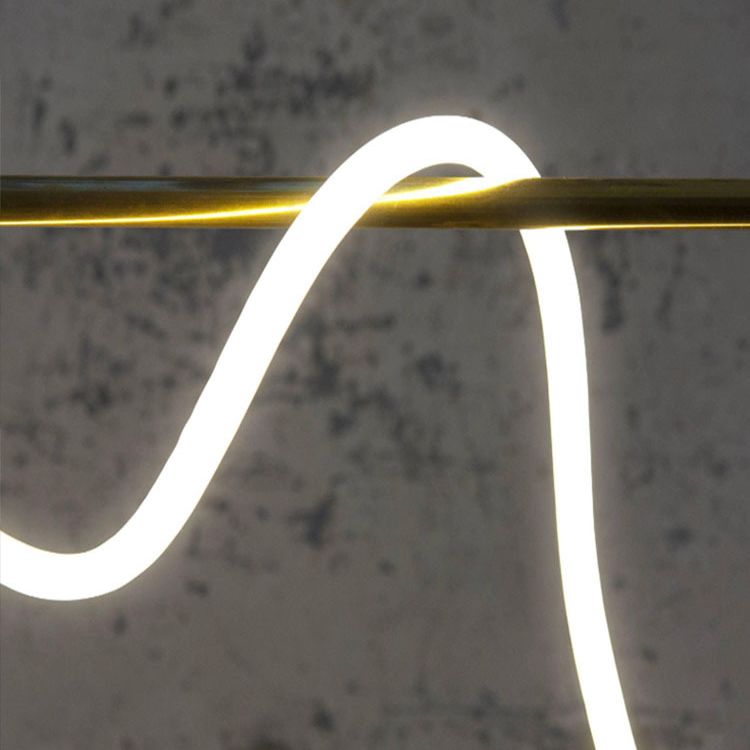 Linear Shape Island Light Modern 1 Light LED Hanging Light in Gold for Living Room