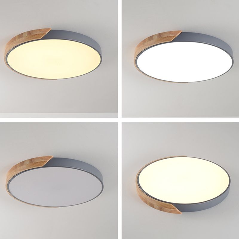 Plafonnier LED Style Macron avec cadre en métal et bois, plafonnier encastré pour salon