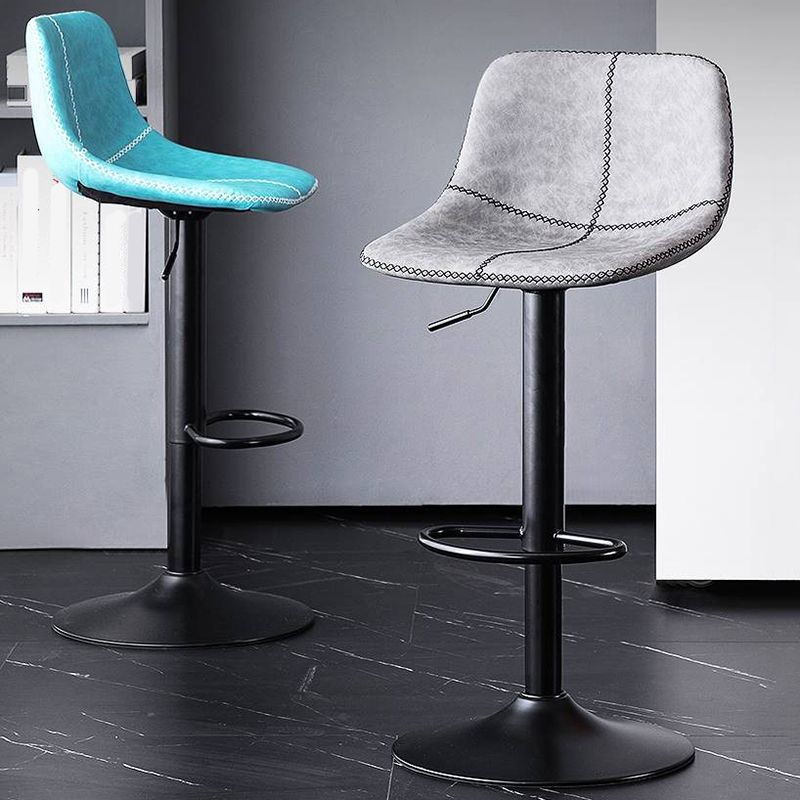 Modern Home Adjustable Height Barstool Matte Finish Leather Swivel Stool