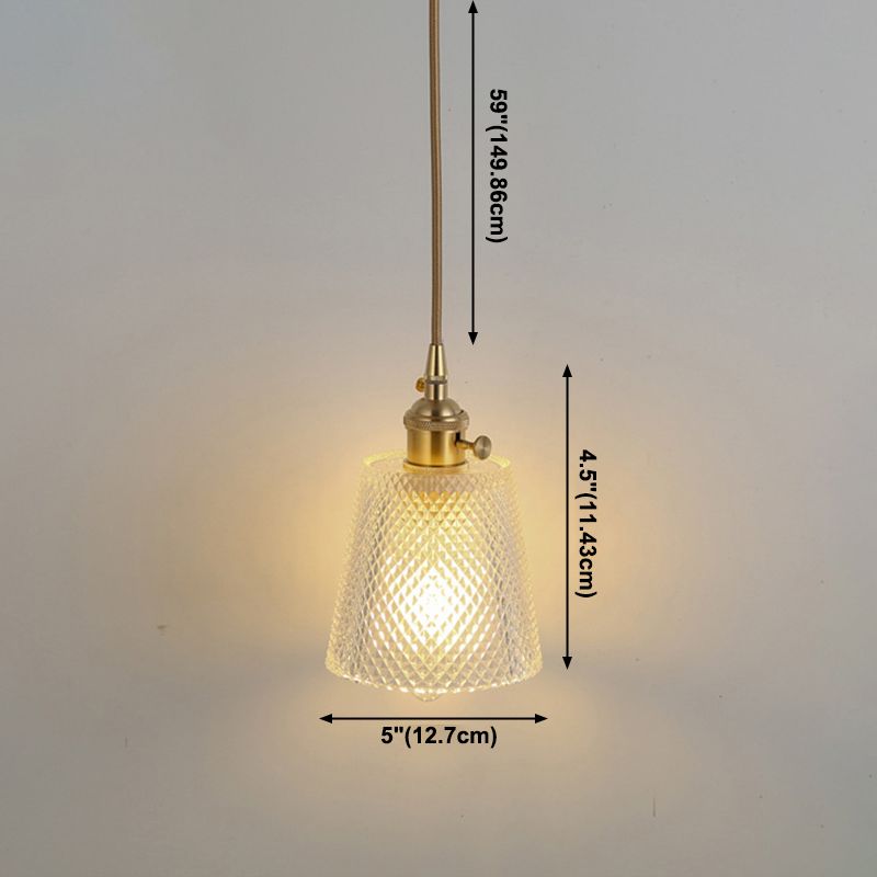 Minimalist 1-Light Hanging Lamp, Contemporary Ribbed Glass Hanging Light