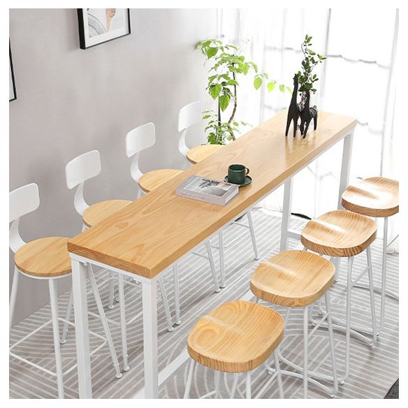 Contemporary Backless Counter Stool Pine Wood Armless Barstool with White Sled Base