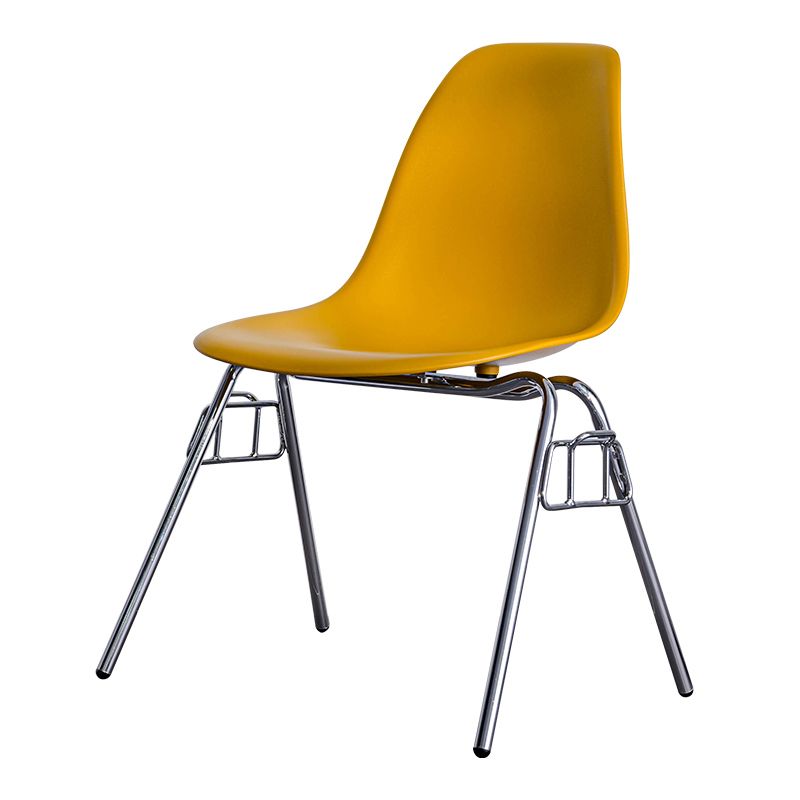 Minimalistische stijl vaste rug plastic stoel voor huisgebruik stapelbare armloze zijstoel