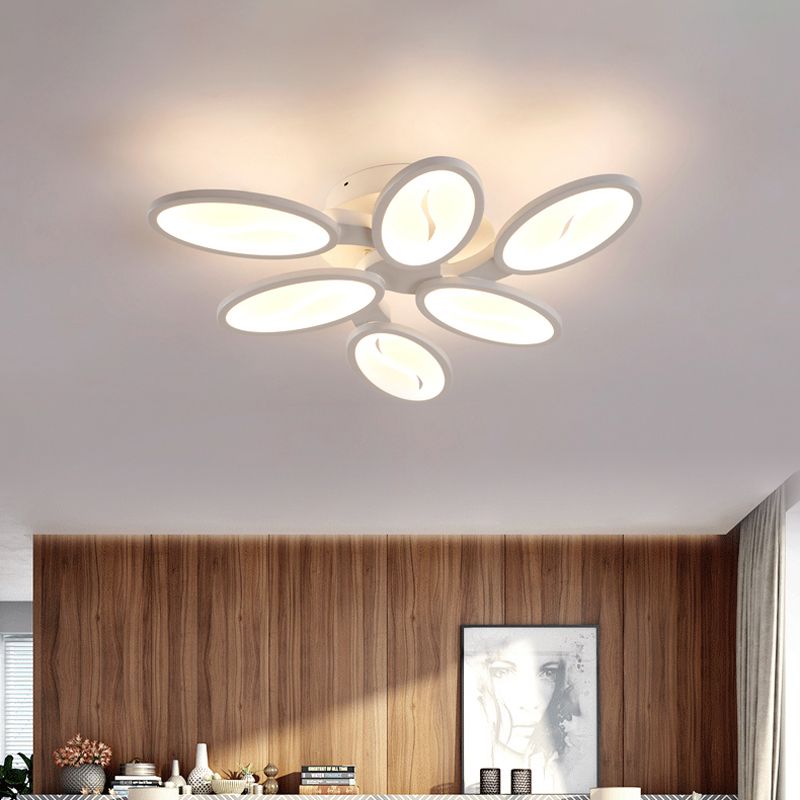 Ramo ovale acrilico semifulto semifulco contemporaneo 6/9/12 luci bianche a LED vicino alla lampada a soffitto in luce calda/bianca