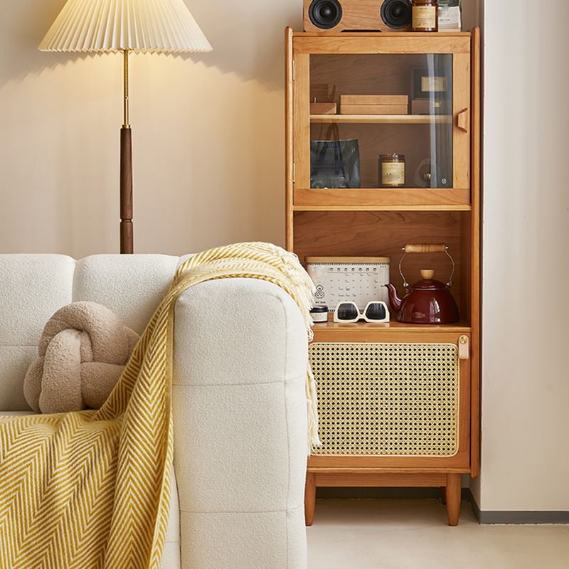 Modern Style Cherry Wood Storage Sideboard Cabinet with Glass Doors