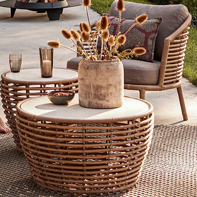 Rattan Symmetrical Patio Sofa Rust Resistant Outdoor Patio Sofa with Cushion