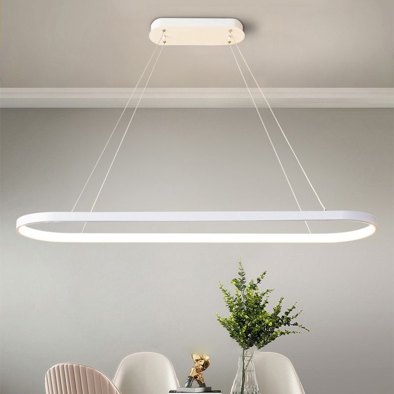 Modern sala da pranzo illuminazione ovale con soffitto a sospensione di metallo lampadario