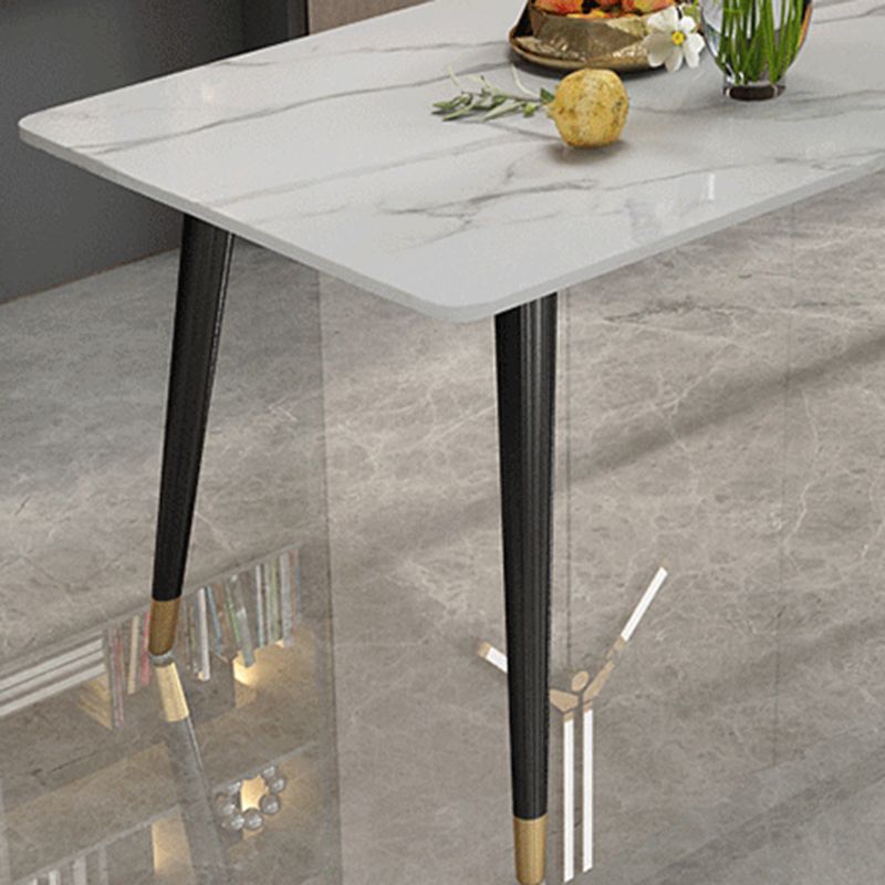 Modern Dining Rectangle Table Sintered Stone Table with Metal Legs for Kitchen
