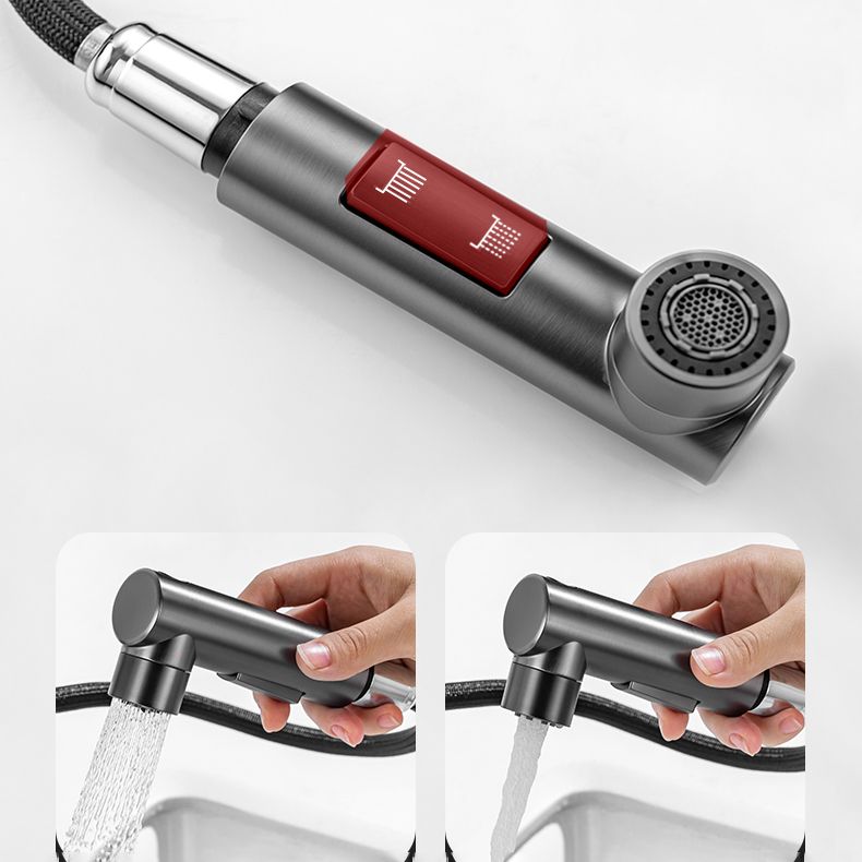 Modern Vessel Sink Faucet Lever Handle with Pull Down Sprayer