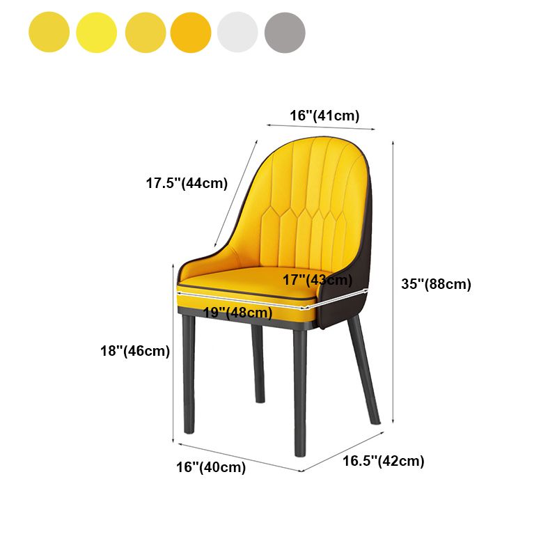 Glam Style Parsons Dining Side Chair Leather Indoor Dining Chair
